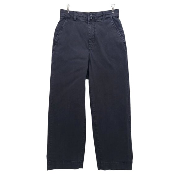 Everlane The Organic Cotton Wide-Leg Twill Black High Rise Pants Womens 8 - Picture 8 of 8